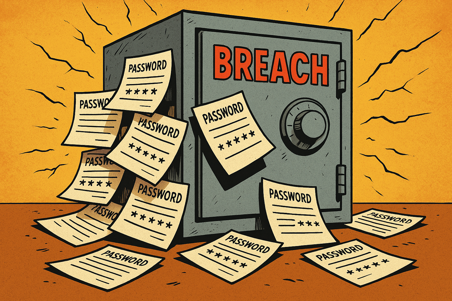 Illustration of a secure vault representing a password manager safeguarding multiple strong passwords