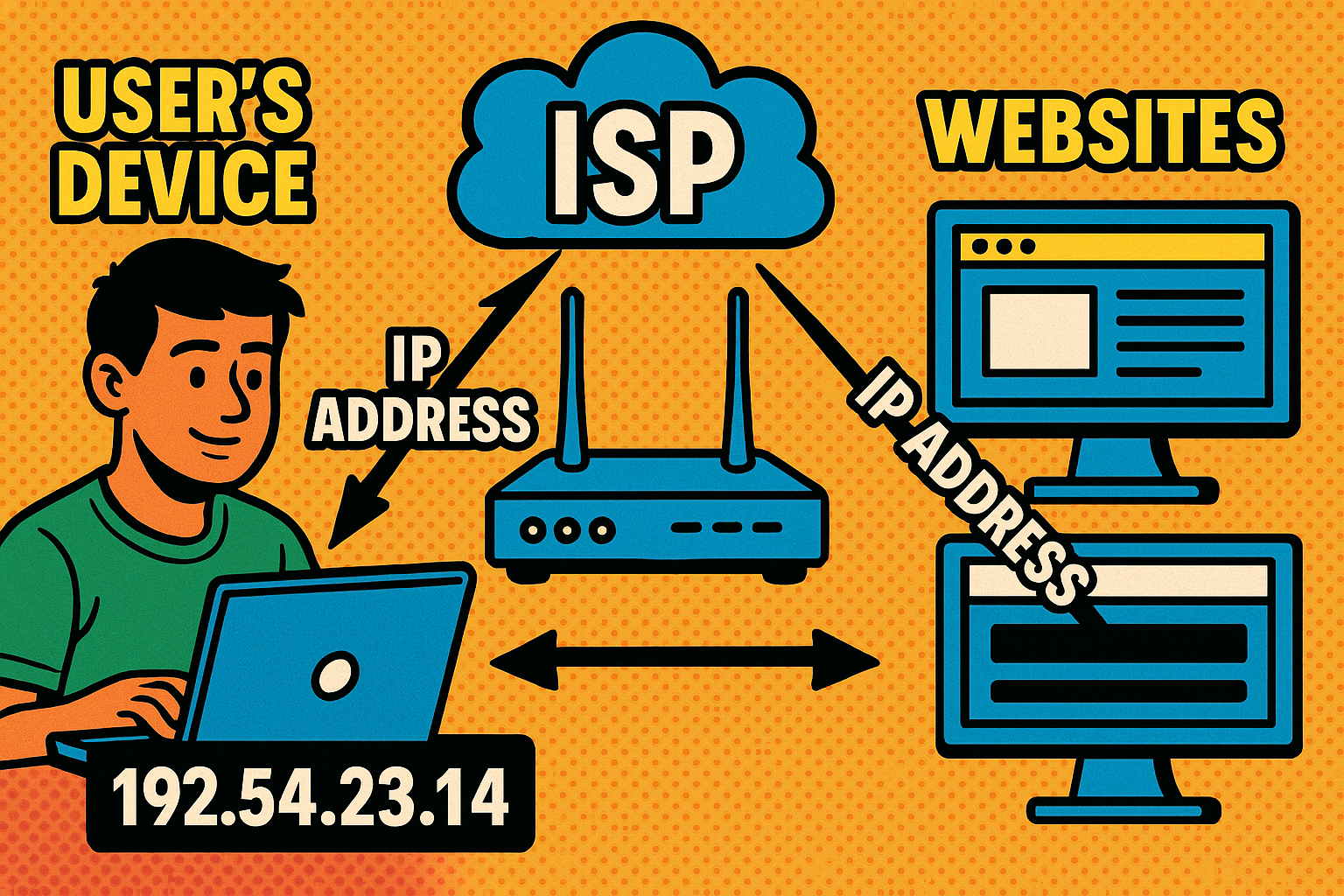 Illustration of device connecting to the internet