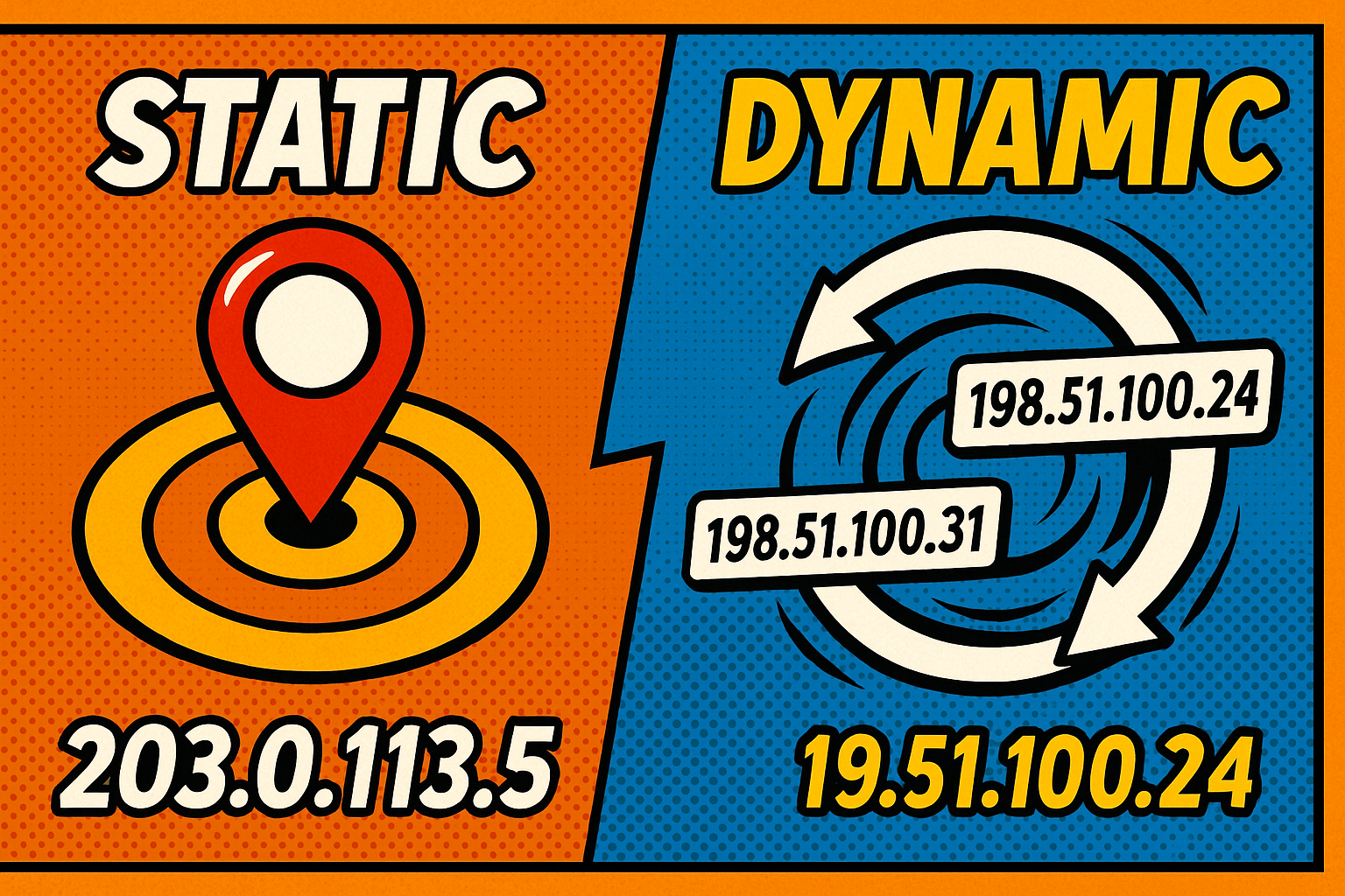 Image comparing static and dynamic IP addresses